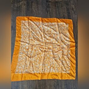 Vintage Morsly New York orange floral scarf. sm hole see photos 25.5"x25.5"
